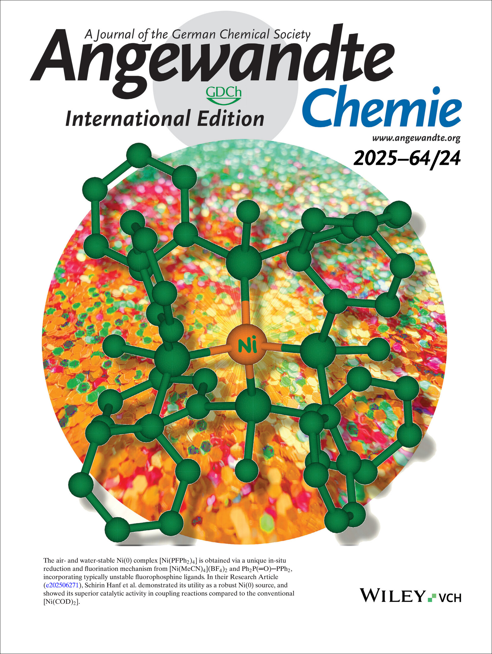Outside Front Cover: A Bench-stable Fluorophosphine Nickel(0) Complex and Its Catalytic Application (Angew. Chem. Int. Ed. 24/2025) Volume 64 Issue 24, 2025