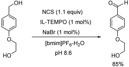 Ionic liquid-H2O Resulting in a Highly Chemoselective Oxidation of Benzylic Alcohols in the Presence of Aliphatic Analogues Catalyzed by Immobilized TEMPO