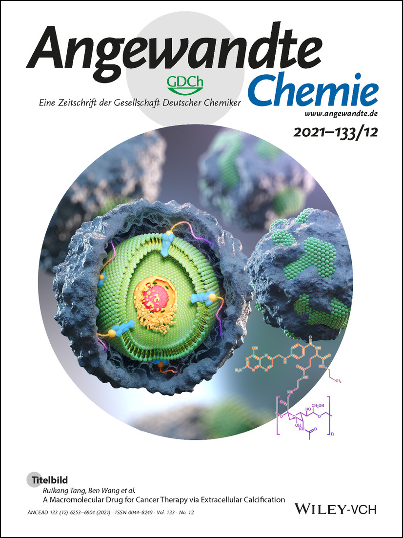 Titelbild: A Macromolecular Drug for Cancer Therapy via Extracellular Calcification (Angew. Chem. 12/2021) Volume 133 Issue 12, 2021