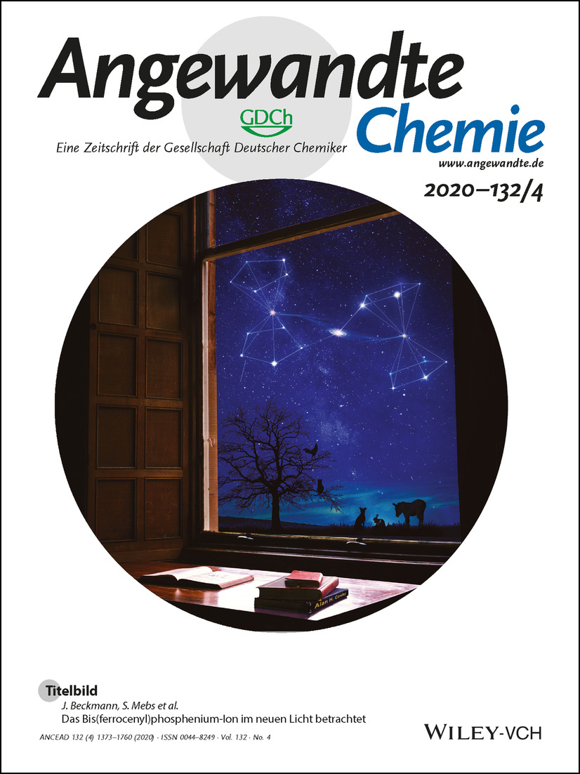 Titelbild: Das Bis(ferrocenyl)phosphenium-Ion im neuen Licht betrachtet (Angew. Chem. 4/2020) Volume 132 Issue 4, 2020
