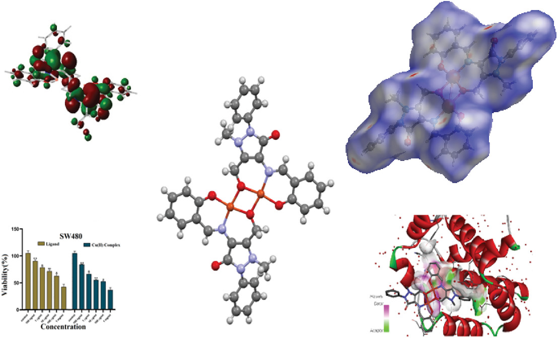 Unprecedented formation of a μ-oxobridged dimeric copper (II) complex: Evaluation of structural, spectroscopic, and electronic properties by using theoretical studies and investigations biological activity studies of new Schiff bases derived from pyrazolone