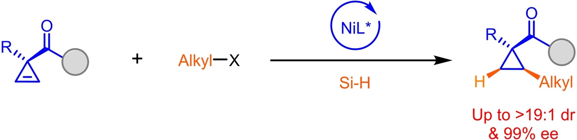 Nickel-Hydride-Catalyzed Diastereo- and Enantioselective Hydroalkylation of Cyclopropenes