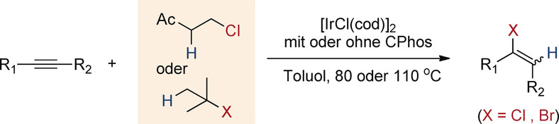Iridium-katalysierte Hydrochlorierung und Hydrobromierung von Alkinen durch Shuttlekatalyse