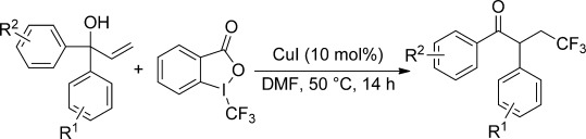Copper-Catalyzed Trifluoromethylation-Initiated Radical 1,2-Aryl Migration in α,α-Diaryl Allylic Alcohols