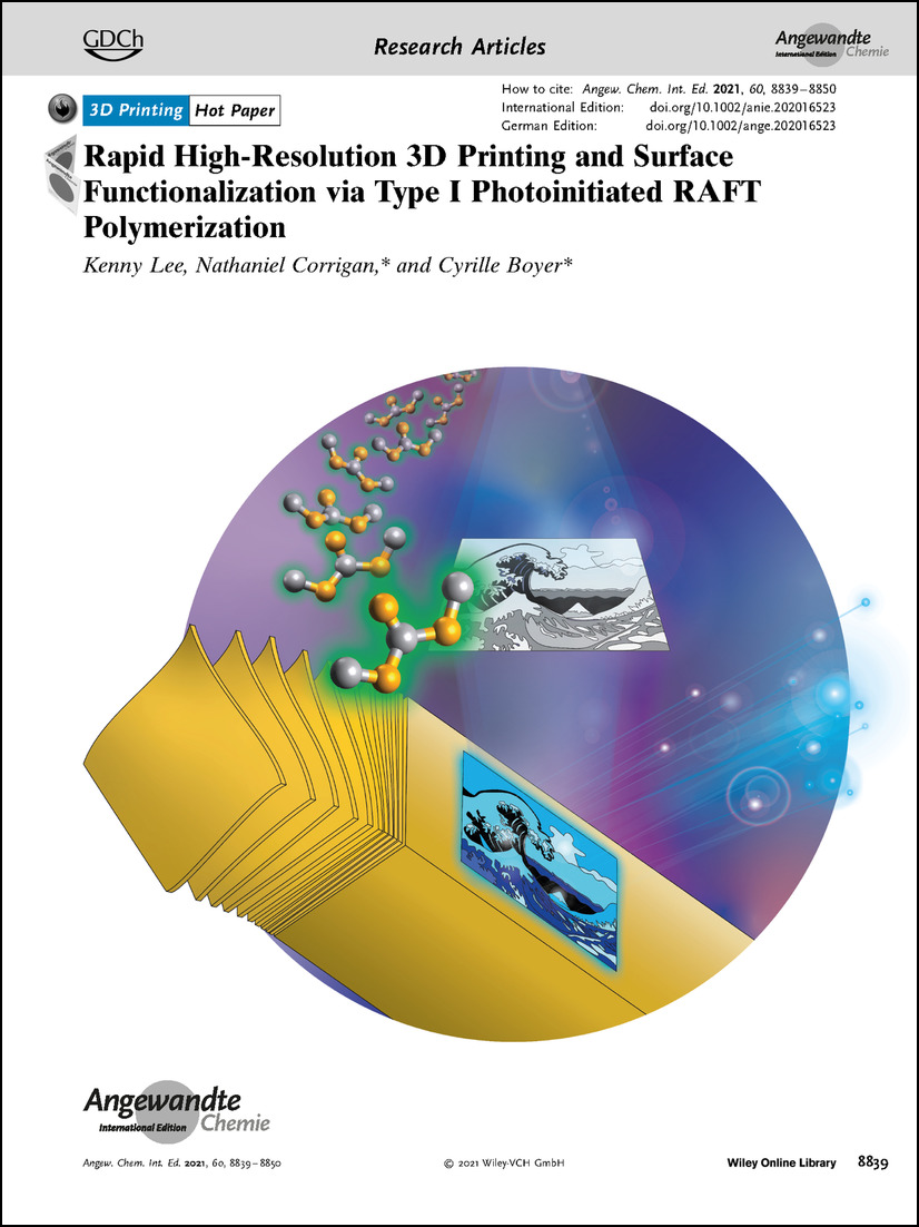 Frontispiece: Rapid High-Resolution 3D Printing and Surface Functionalization via Type I Photoinitiated RAFT Polymerization Volume 60 Issue 16, 2021