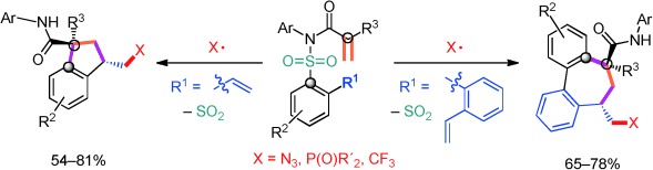 Stereoselective Synthesis of Highly Functionalized Indanes and Dibenzocycloheptadienes through Complex Radical Cascade Reactions