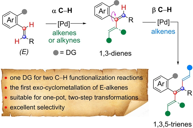 Stereoselective Synthesis of Complex Polyenes through Sequential α-/β-C−H Functionalization of trans-Styrenes