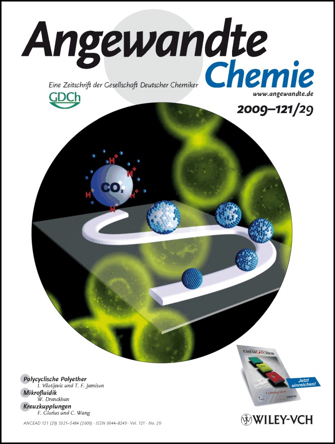 Titelbild: A Microfluidic Approach to Chemically Driven Assembly of Colloidal Particles at Gas–Liquid Interfaces (Angew. Chem. 29/2009)
