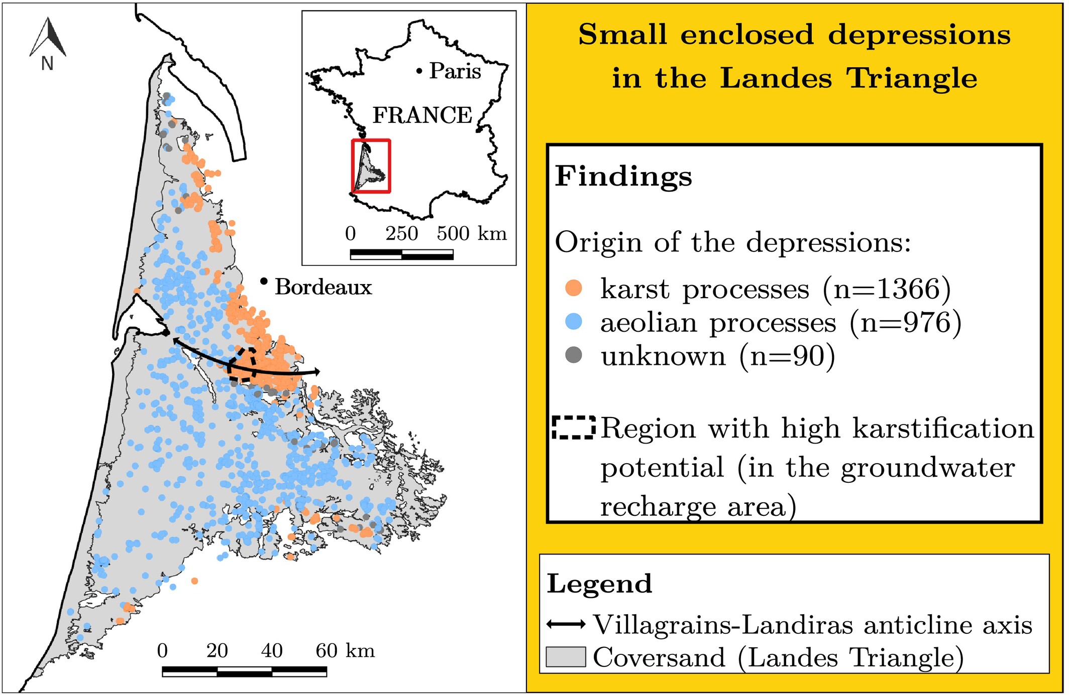 A karst rather than periglacial origin for small enclosed depressions of the Landes Triangle, southwest France