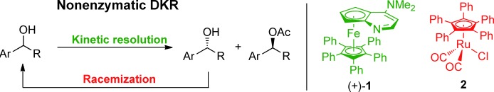Non-Enzymatic Dynamic Kinetic Resolution of Secondary Aryl Alcohols: Planar Chiral Ferrocene and Ruthenium Catalysts in Cooperation