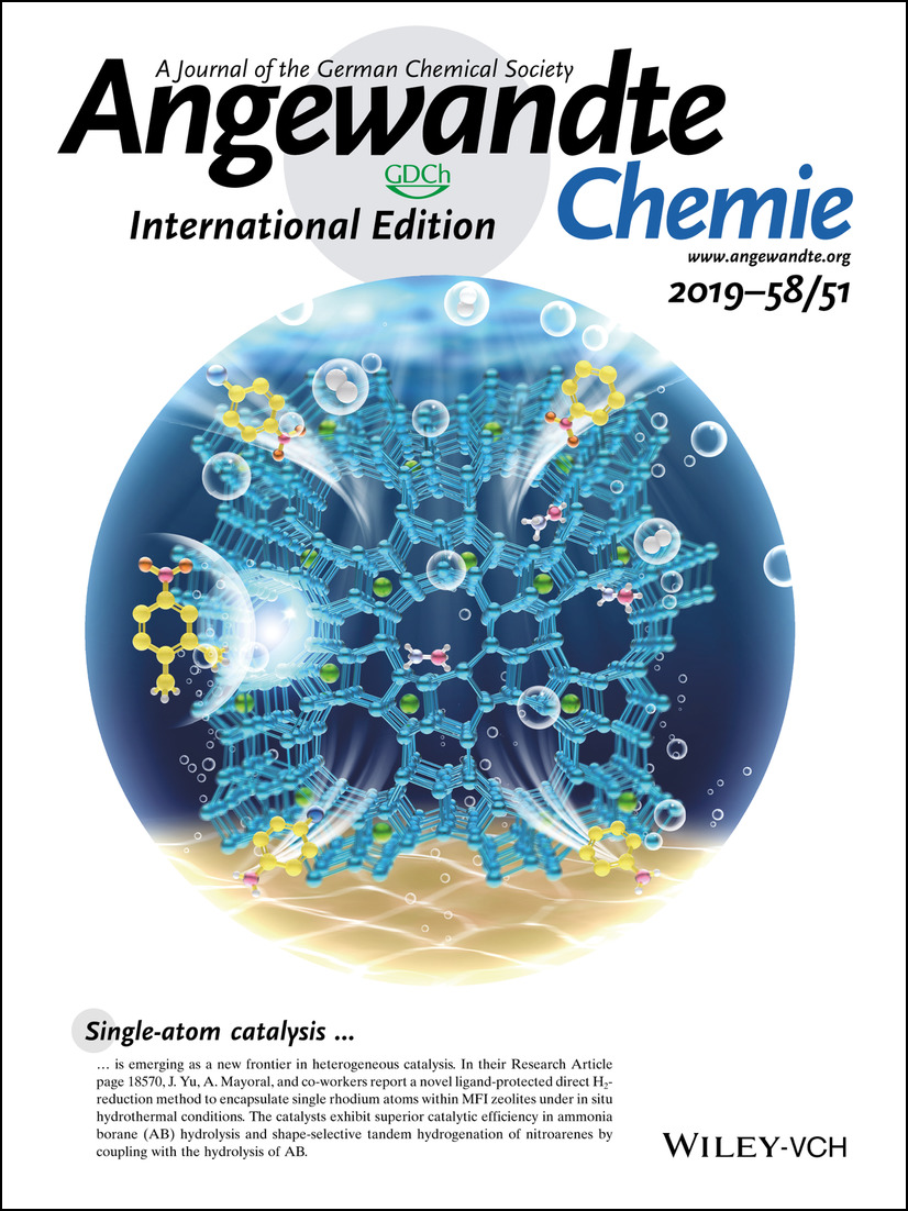 Inside Cover: Zeolite-Encaged Single-Atom Rhodium Catalysts: Highly-Efficient Hydrogen Generation and Shape-Selective Tandem Hydrogenation of Nitroarenes (Angew. Chem. Int. Ed. 51/2019) Volume 58 Issue 51, 2019