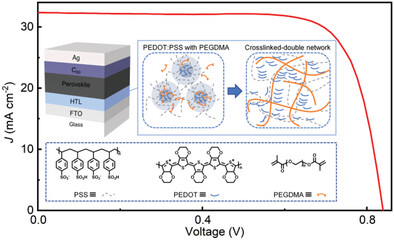 A Newly Crosslinked-double Network PEDOT:PSS@PEGDMA toward Highly-Efficient and Stable Tin-Lead Perovskite Solar Cells