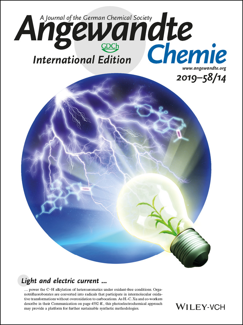 Back Cover: Photoelectrochemical C−H Alkylation of Heteroarenes with Organotrifluoroborates (Angew. Chem. Int. Ed. 14/2019) Volume 58 Issue 14, 2019