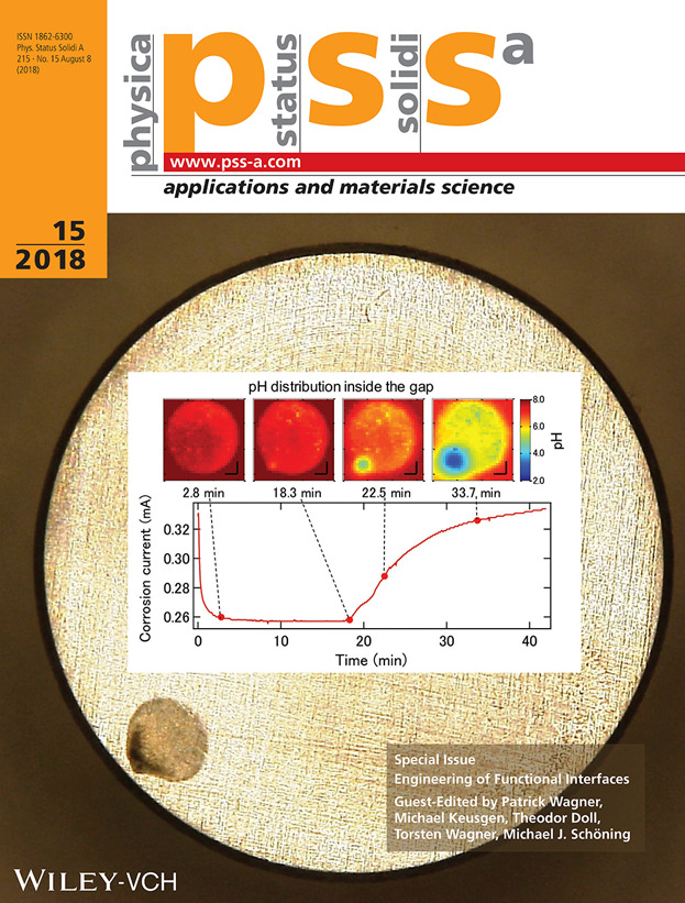 A Modified Chemical Imaging Sensor System for Real-Time pH Imaging of Accelerated Crevice Corrosion of Stainless Steel (Phys. Status Solidi A 15∕2018) Volume 215 Issue 15, 2018