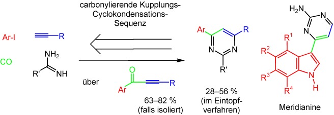 Kurze Meridianin-Synthesen durch carbonylierende Alkinylierung; eine Vierkomponenten-Pyrimidin-Synthese