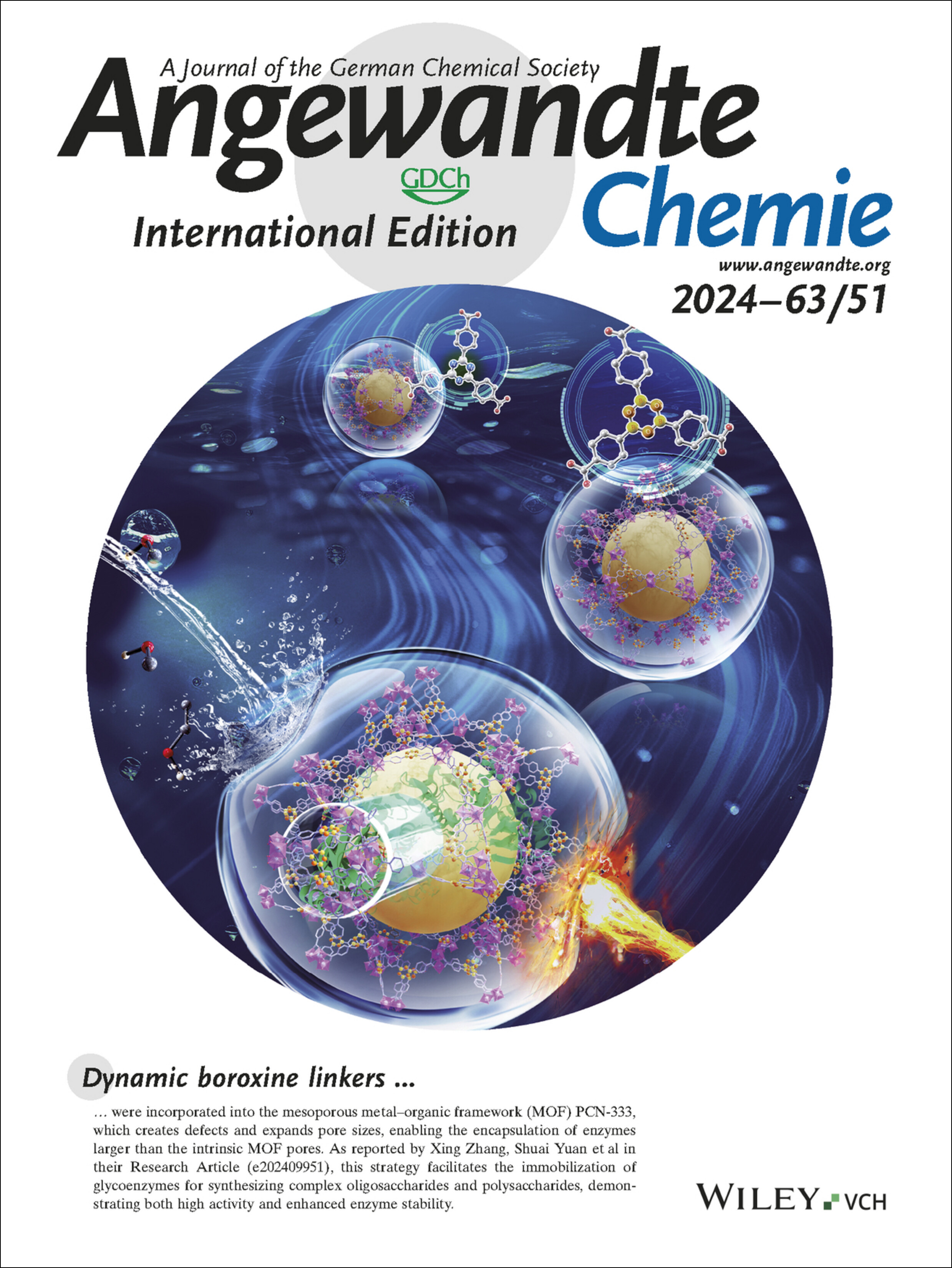 Back Cover: Unlocking of Hidden Mesopores for Enzyme Encapsulation by Dynamic Linkers in Stable Metal-Organic Frameworks (Angew. Chem. Int. Ed. 51/2024) Volume 63 Issue 51, 2024