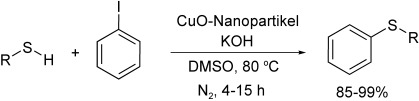 Efficient CuO-Nanoparticle-Catalyzed C<span class='icomoon'></span>S Cross-Coupling of Thiols with Iodobenzene