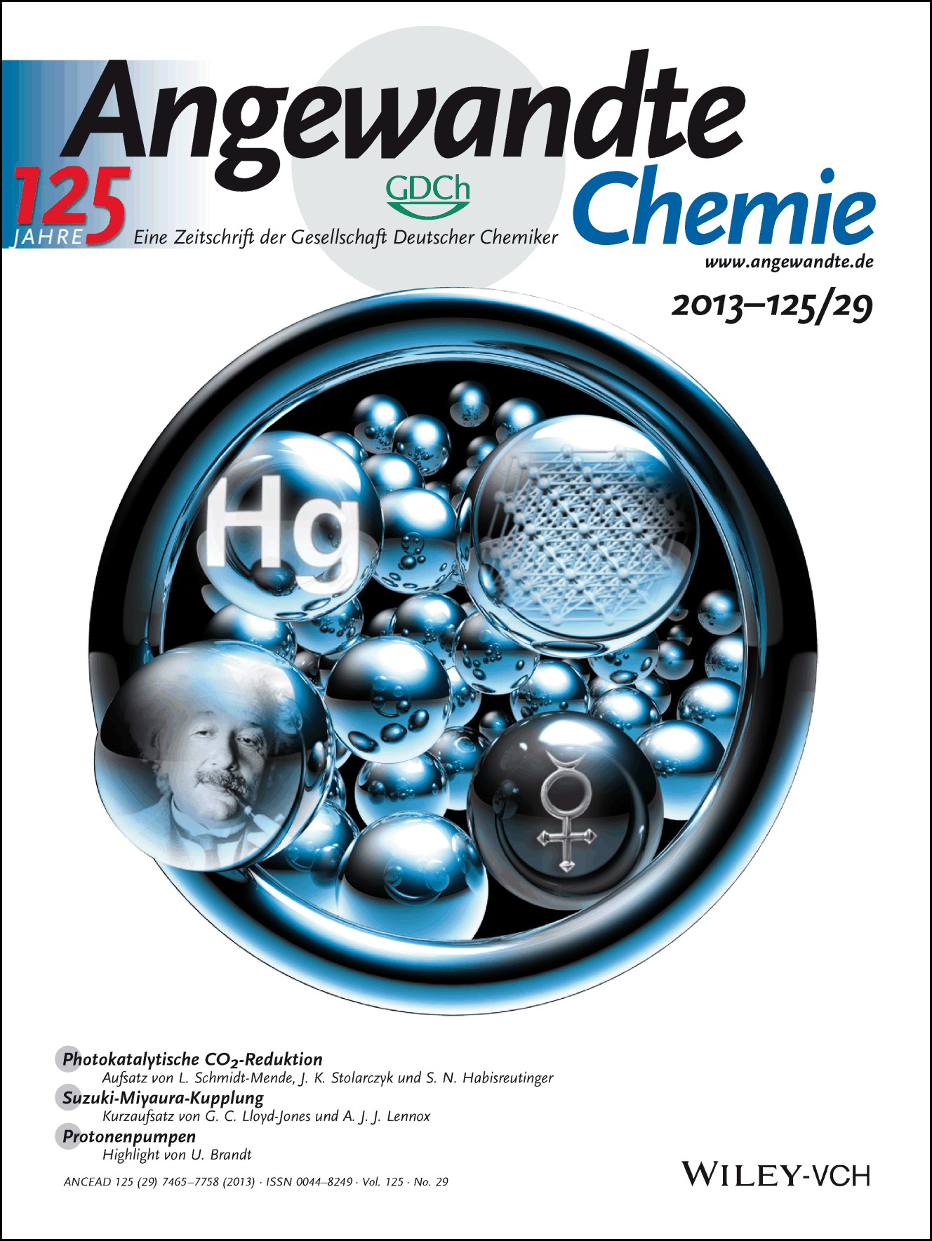 Titelbild: Erklärung des niedrigen Schmelzpunkts von Quecksilber mit relativistischen Effekten (Angew. Chem. 29/2013)