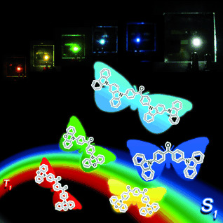 Luminous Butterflies: Efficient Exciton Harvesting by Benzophenone Derivatives for Full-Color Delayed Fluorescence OLEDs