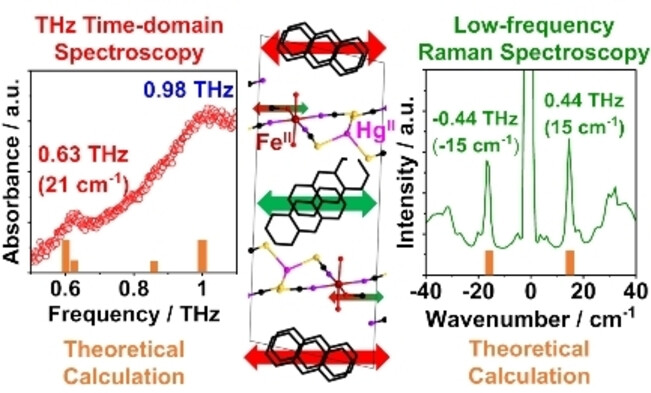 Low-Frequency Sub-Terahertz Absorption in HgII−XCN−FeII (X=S, Se) Coordination Polymers