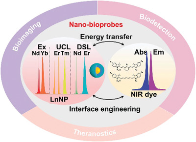 Luminescent nano-bioprobes based on NIR dye/lanthanide nanoparticle composites