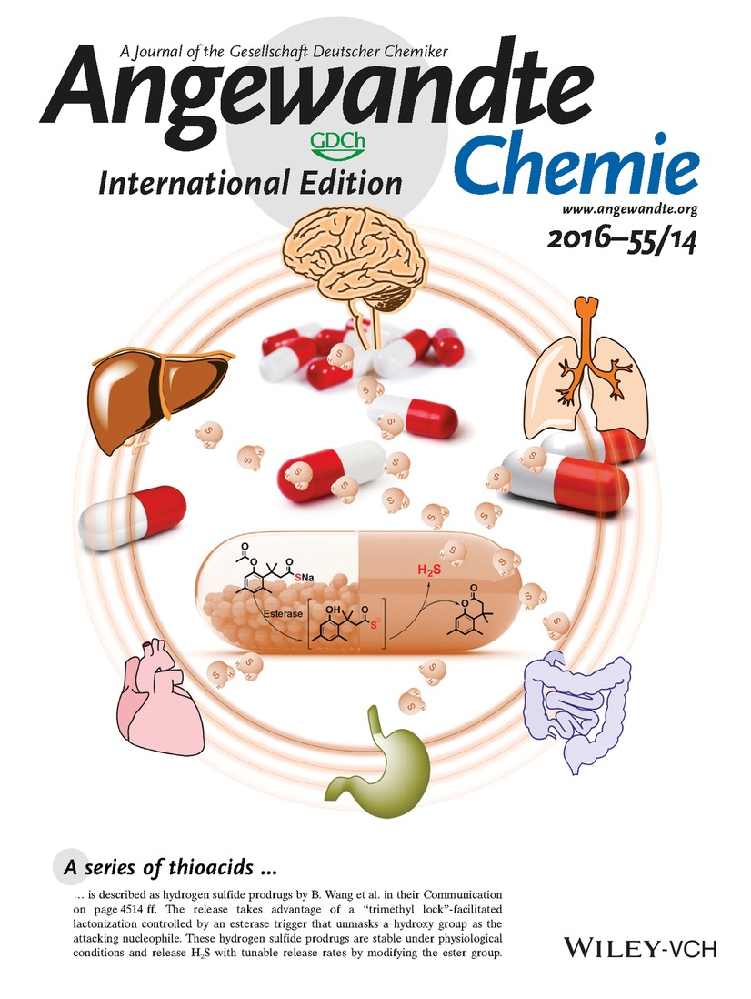 Inside Cover: Esterase-Sensitive Prodrugs with Tunable Release Rates and Direct Generation of Hydrogen Sulfide (Angew. Chem. Int. Ed. 14/2016) Volume 55 Issue 14, 2016