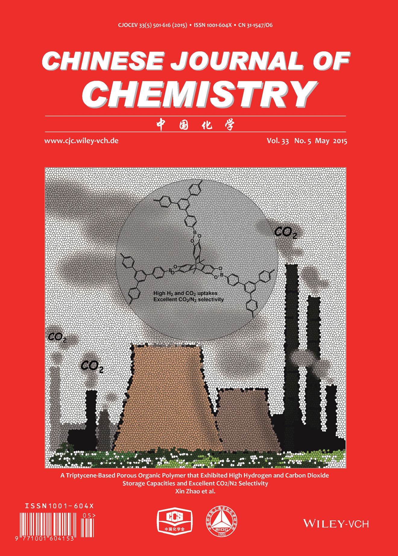 Cover Picture: A Triptycene-Based Porous Organic Polymer that Exhibited High Hydrogen and Carbon Dioxide Storage Capacities and Excellent CO2/N2 Selectivity (Chin. J. Chem. 5/2015)