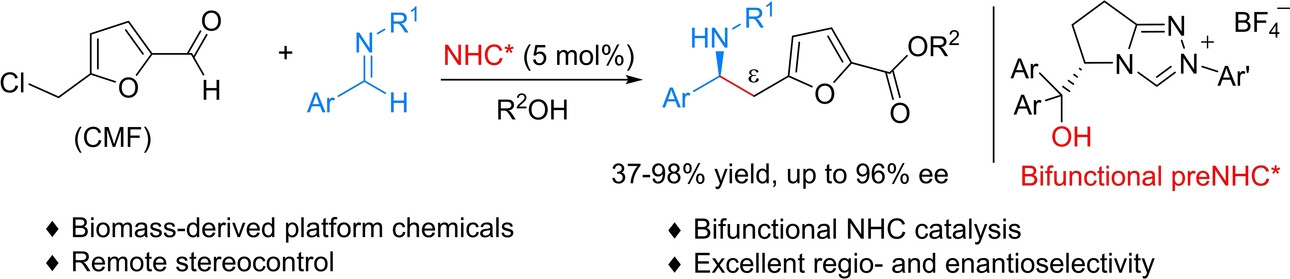 Bifunctional NHC-Catalyzed Remote Enantioselective Mannich-type Reaction of 5-(Chloromethyl)furfural via Trienolate Intermediates