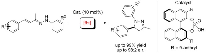 A Catalytic Asymmetric 6 π Electrocyclization: Enantioselective Synthesis of 2-Pyrazolines