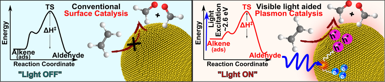 Simultaneous Harvesting of Multiple Hot Holes via Visible-Light Excitation of Plasmonic Gold Nanospheres for Selective Oxidative Bond Scission of Olefins to Carbonyls
