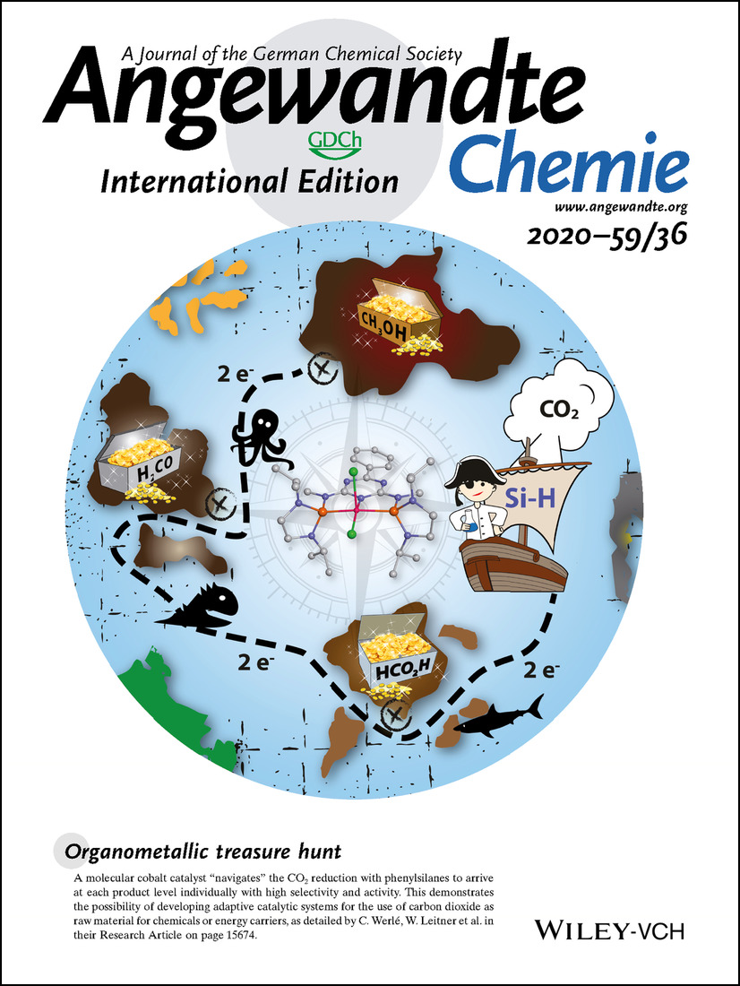 Inside Cover: Controlling the Product Platform of Carbon Dioxide Reduction: Adaptive Catalytic Hydrosilylation of CO2 Using a Molecular Cobalt(II) Triazine Complex (Angew. Chem. Int. Ed. 36/2020) Volume 59 Issue 36, 2020