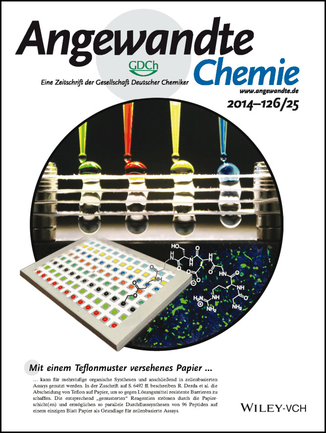 Rücktitelbild: Flow-Through Synthesis on Teflon-Patterned Paper To Produce Peptide Arrays for Cell-Based Assays (Angew. Chem. 25/2014)