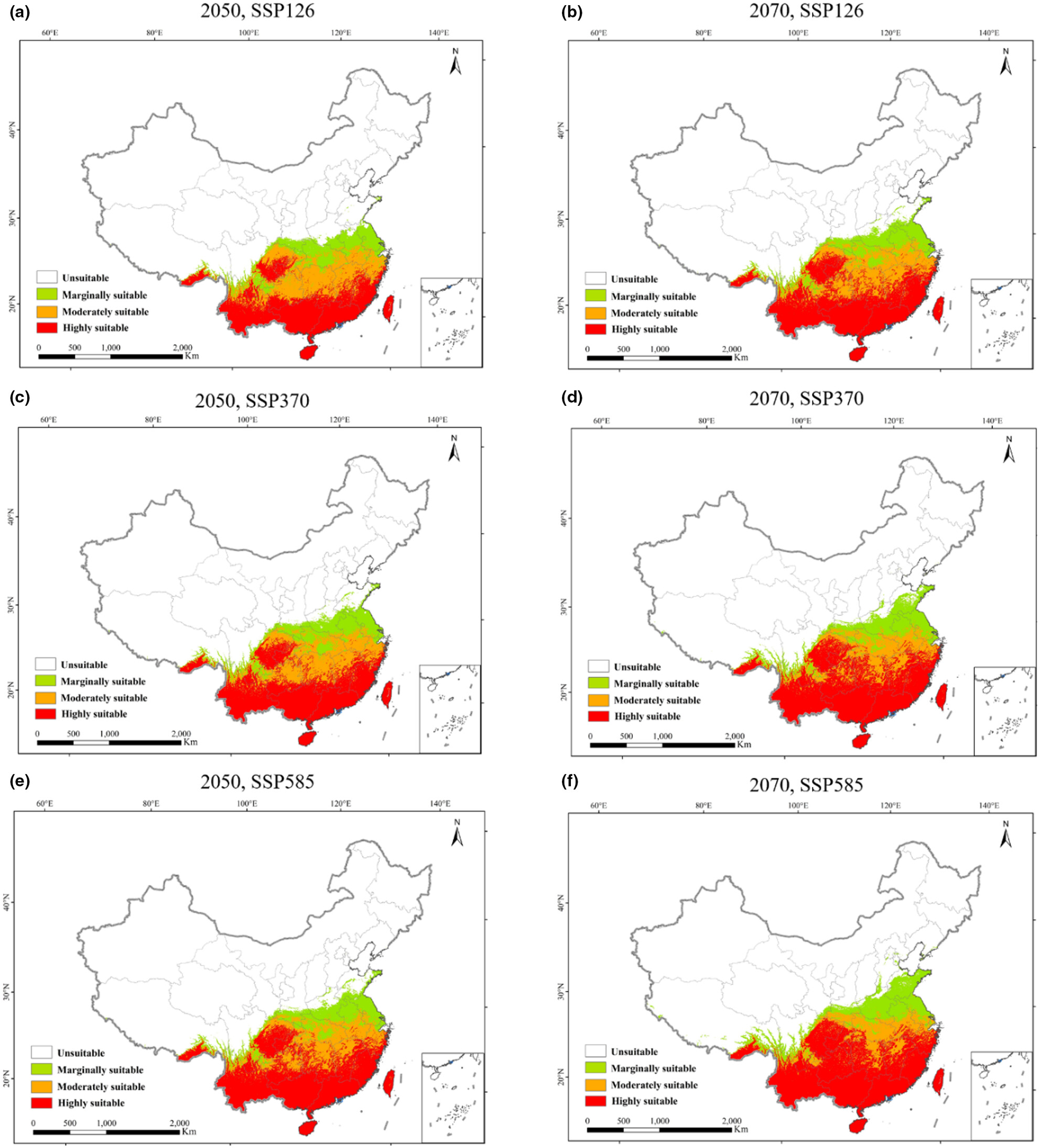 The influence of climate change on the potential distribution of Ageratum conyzoides in China