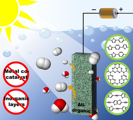 Pure Organic Semiconductor-Based Photoelectrodes for Water Splitting