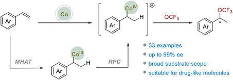 Cobalt-Catalyzed Enantioselective Hydrotrifluoromethoxylation of Aromatic Alkenes