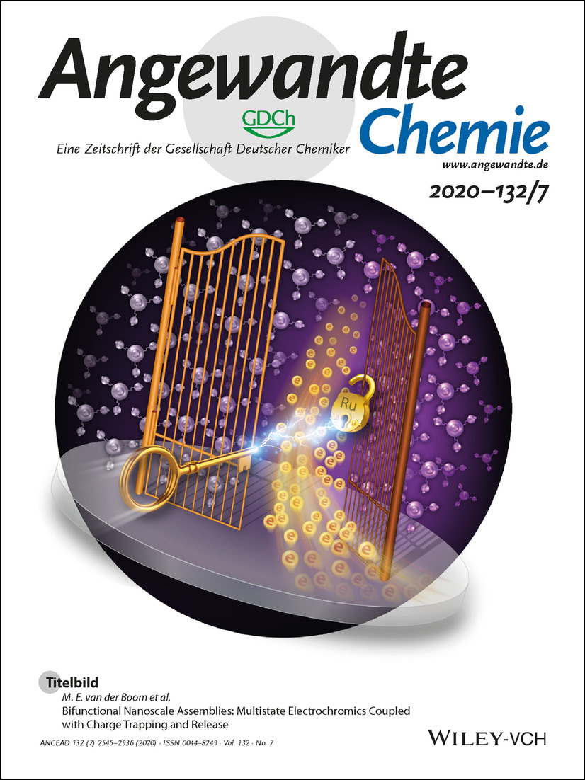 Titelbild: Bifunctional Nanoscale Assemblies: Multistate Electrochromics Coupled with Charge Trapping and Release (Angew. Chem. 7/2020) Volume 132 Issue 7, 2020