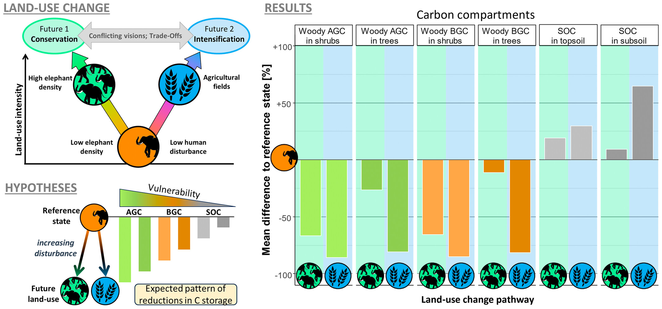 Natural and Human Disturbances Have Non-Linear Effects on Whole-Ecosystem Carbon Storage in an African Savanna