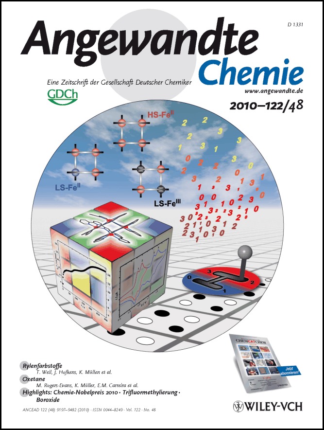 Titelbild: Ein zweifach schaltender multistabiler Fe4-Gitterkomplex mit stufenweisen Spin- und Redoxübergängen (Angew. Chem. 48/2010)