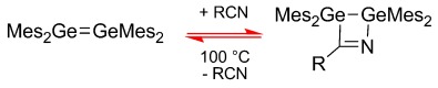 The Addition of Nitriles to a Molecular Digermene: Reversible Addition and Comparison to Surface Reactivity