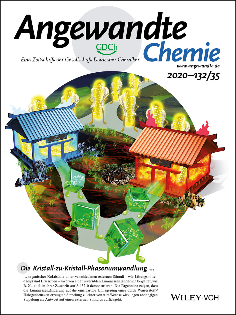 Innenrücktitelbild: Reversible Luminescent Switching in an Organic Cocrystal: Multi-Stimuli-Induced Crystal-to-Crystal Phase Transformation (Angew. Chem. 35/2020) Volume 132 Issue 35, 2020