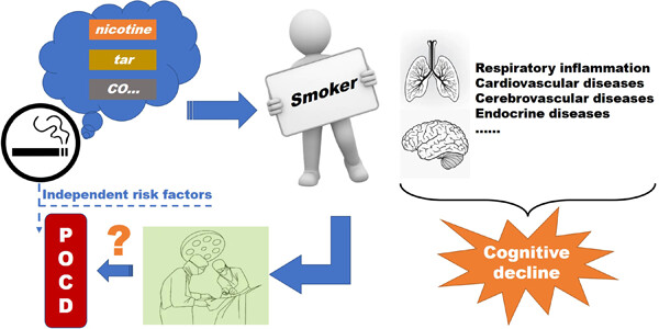 Study on painless gastroscopy and POCD of smoking patients under general anesthesia
