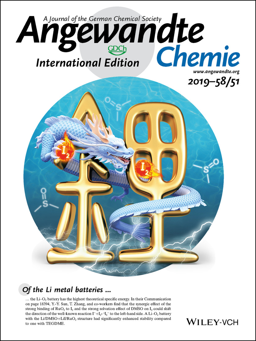 Back Cover: Inverting the Triiodide Formation Reaction by the Synergy between Strong Electrolyte Solvation and Cathode Adsorption for Lithium–Oxygen Batteries (Angew. Chem. Int. Ed. 51/2019) Volume 58 Issue 51, 2019