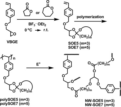 Synthesis and polymerization of styrene monomers bearing spiroorthoester structure and volume change during crosslinking by double ring-opening of the pendant spiroorthoesters of the obtained polymers
