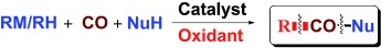 Oxidative Carbonylation Reactions: Organometallic Compounds (R<span class='icomoon'></span>M) or Hydrocarbons (R<span class='icomoon'></span>H) as Nucleophiles