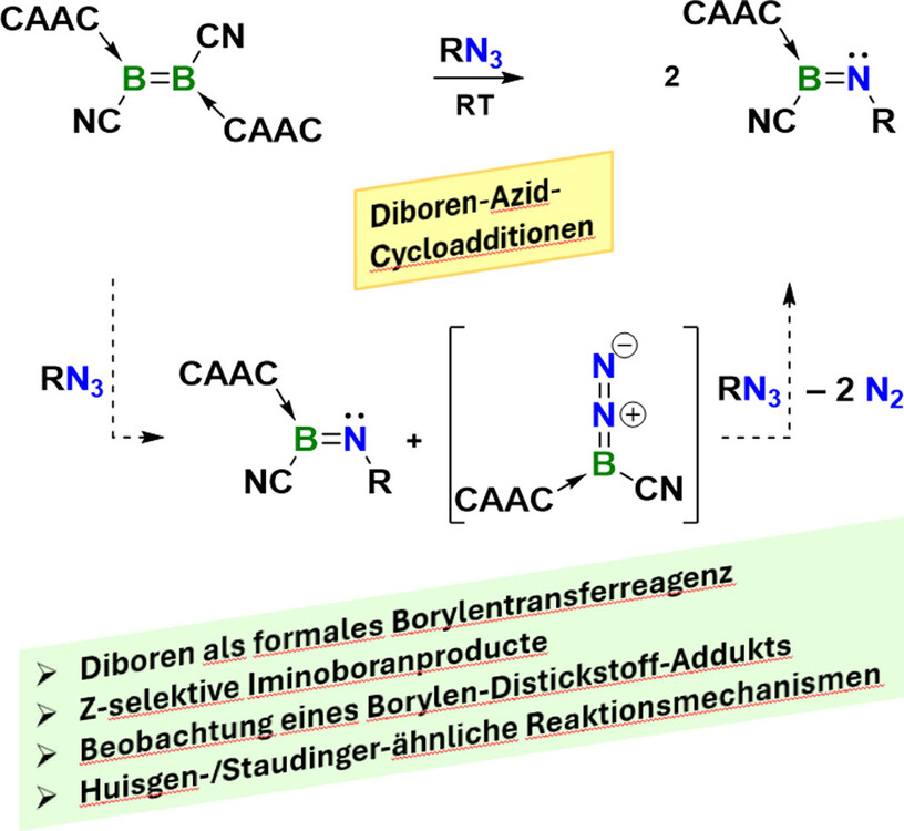 Experimentelle Beobachtung eines terminalen Borylen-Distickstoff-Addukts durch Spaltung eines 1,2,3,4,5-Diboratriazolins