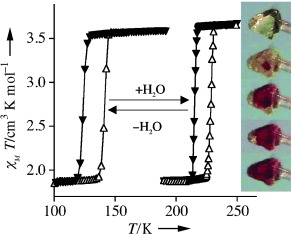 Crystalline-State Reaction with Allosteric Effect in Spin-Crossover, Interpenetrated Networks with Magnetic and Optical Bistability