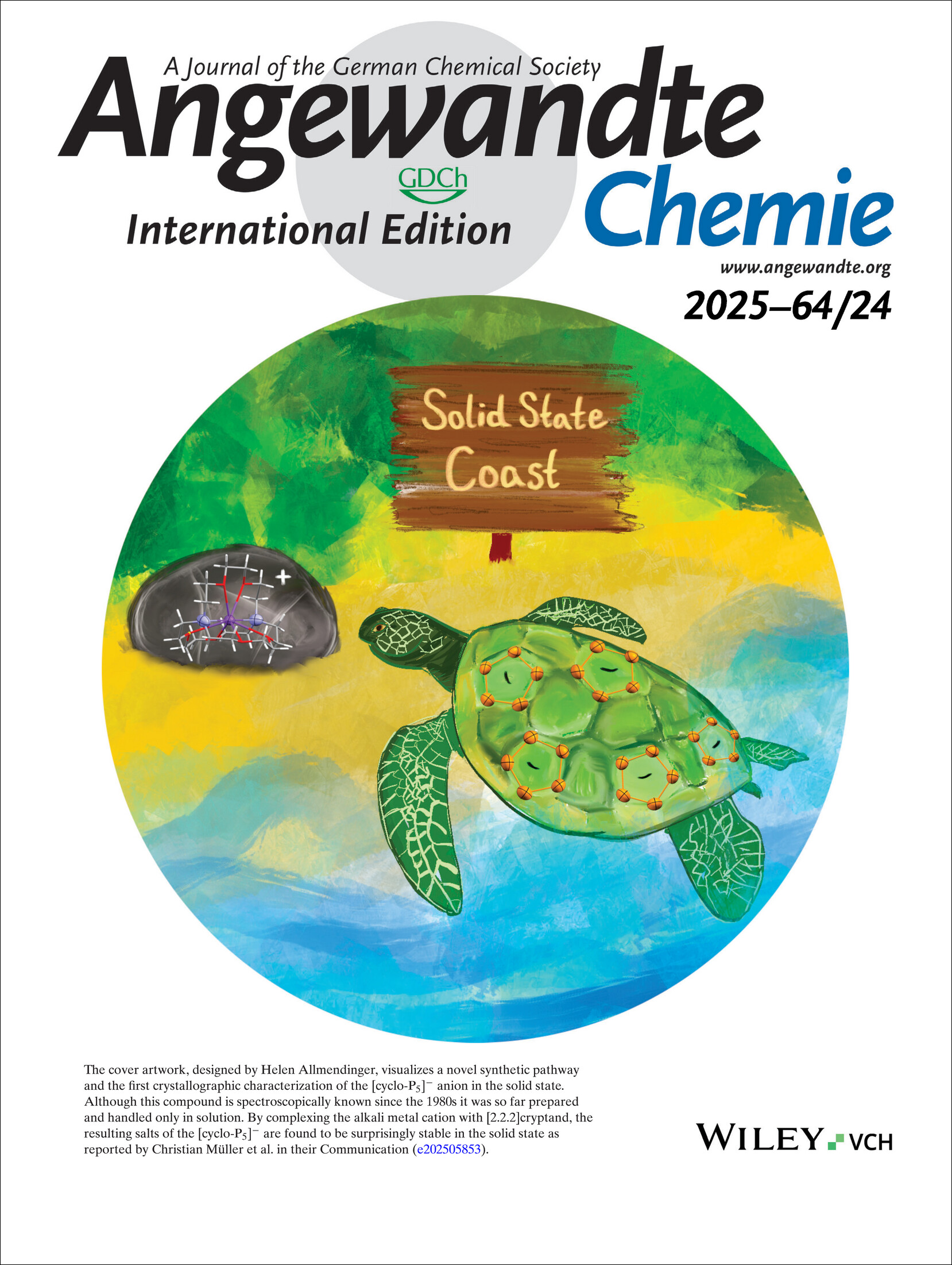 Inside Back Cover: Cyclo-P5 − Revisited: The Surprisingly Stable Uncoordinated Pentaphospholide Anion (Angew. Chem. Int. Ed. 24/2025) Volume 64 Issue 24, 2025