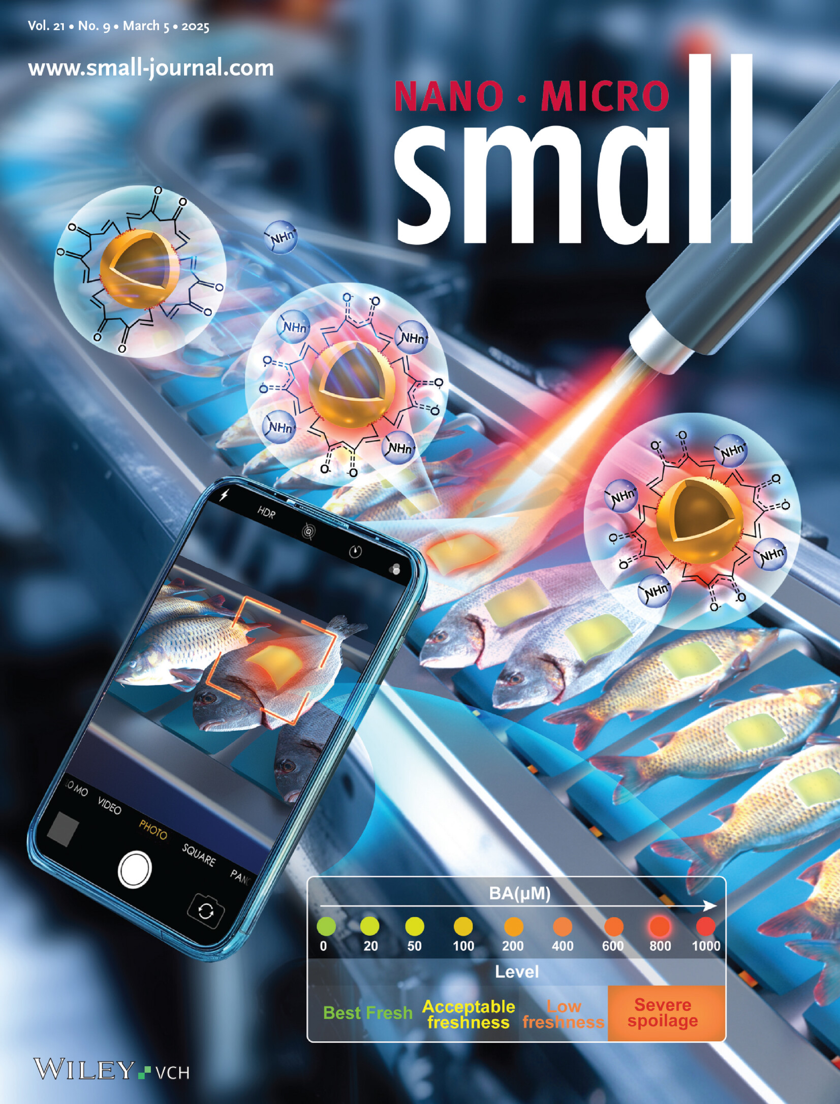 Background-Free Imaging of Food Freshness Using Curcumin-Functionalized Upconversion Reversible Hydrogel Patch (Small 9/2025) Volume 21 Issue 9, 2025