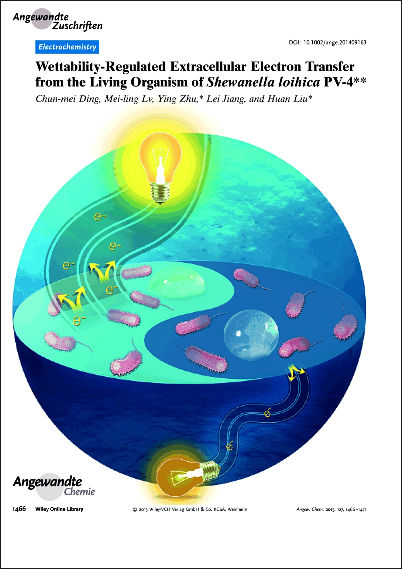 Frontispiz: Wettability-Regulated Extracellular Electron Transfer from the Living Organism of Shewanella loihica PV-4