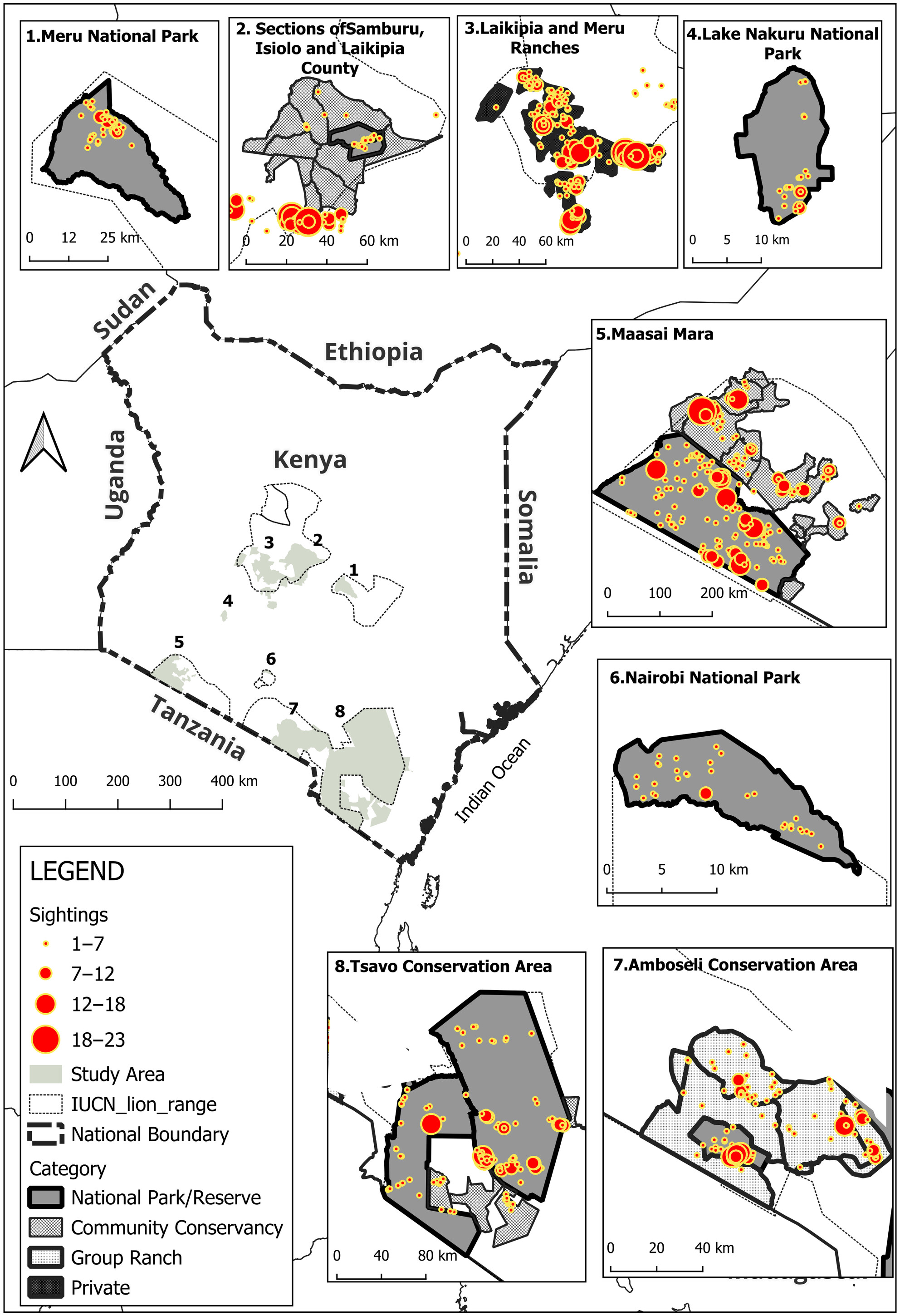 Effect of ecological and anthropogenic factors on grouping patterns in African lions across Kenya